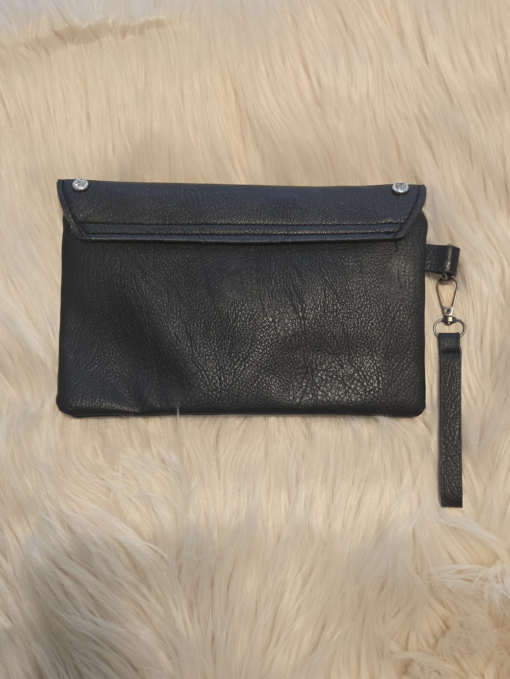 Black Studded Vegan Leather Clutch with Tassel - NEW - Picture 2 of 9